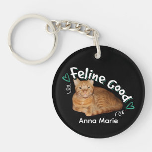 Orange Cat - Feline Good Pun Key Ring