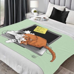 Orange Cat funny Laptop Fleece Blanket
