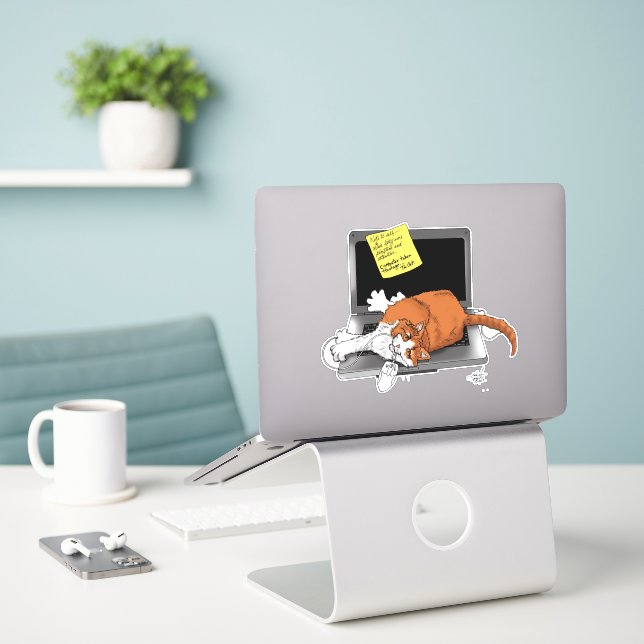 Orange Cat Funny Laptop Green Work Home (Laptop On Desk)