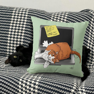 Orange Cat Funny Laptop Green Work Home Cushion