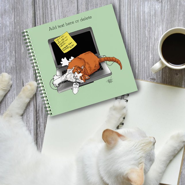 Orange Cat Funny Laptop Green Work Home Notebook (Creator Uploaded)