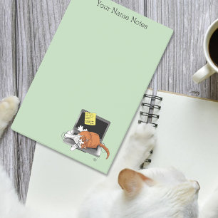 Orange Cat Funny Laptop Green Work Home Post-it Notes
