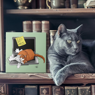 Orange Cat Funny Laptop Green Work Home Tile