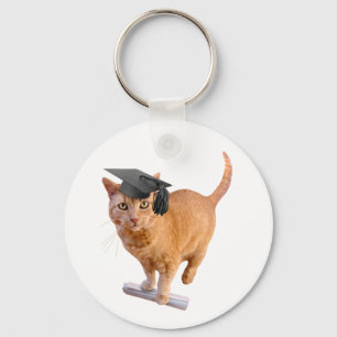 Orange Cat Grad Keychain
