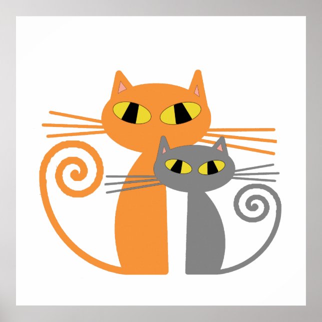 Orange Cat, Grey Cat Poster (Front)