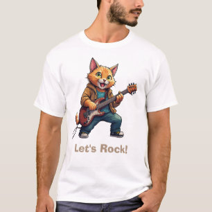 Orange Cat Guitar Player T-Shirt