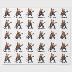 Orange Cat Guitar Player Wrapping Paper