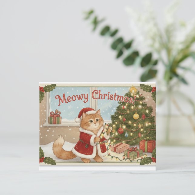 Orange Cat Holiday Postcard (Standing Front)
