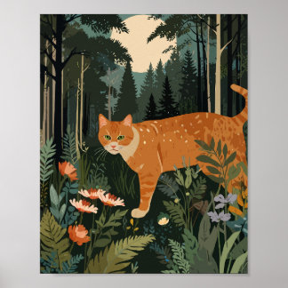 Orange cat in forest poster