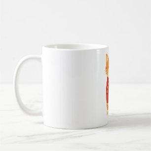 Orange Cat in Red Qipao Dress Coffee Mug