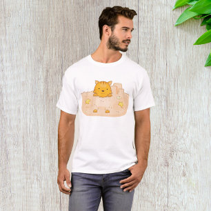 Orange Cat in Sandcastle Beach Scene T-Shirt