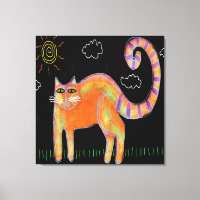 Orange Cat in the Sun Abstract Painting