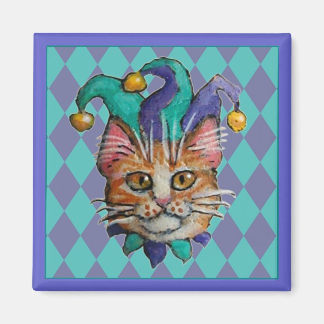 Orange Cat Jester magnet (Front)