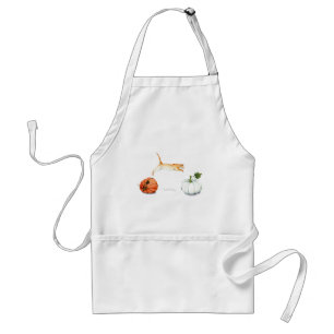 Orange Cat Jumping Between Pumpkins Standard Apron