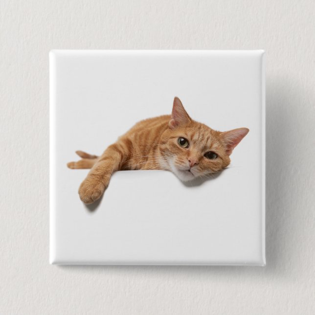 Orange Cat Laying Down 15 Cm Square Badge (Front)