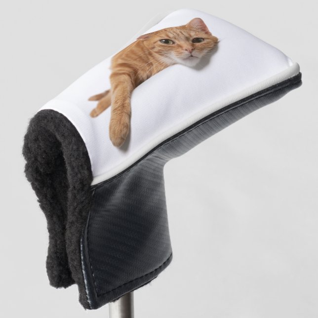 Orange Cat Laying Down Golf Head Cover (3/4 Front)