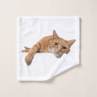 Orange Cat Laying Down Wash Cloth