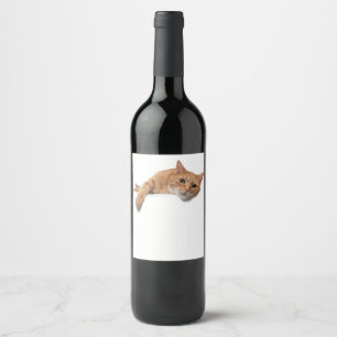 Orange Cat Laying Down Wine Label