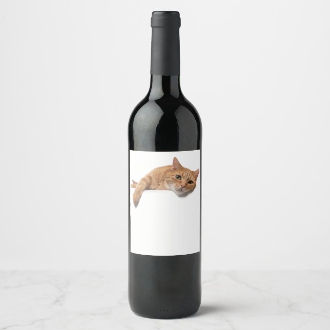 Orange Cat Laying Down Wine Label (Front)