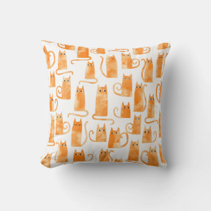 Orange Cat Pattern Cushion