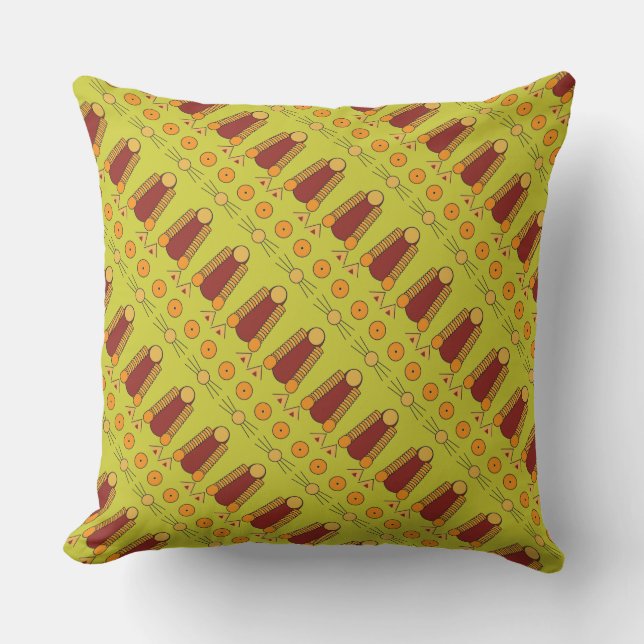 Orange CAT pattern Cushion (Front)