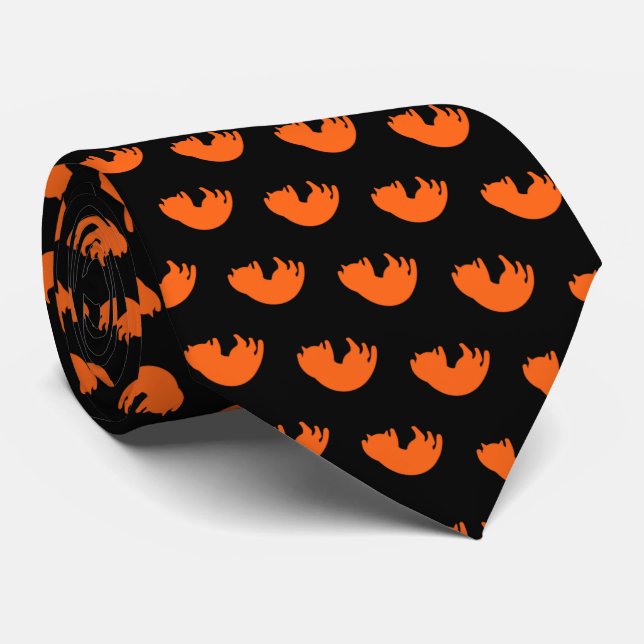Orange Cat Pattern Tie (Rolled)