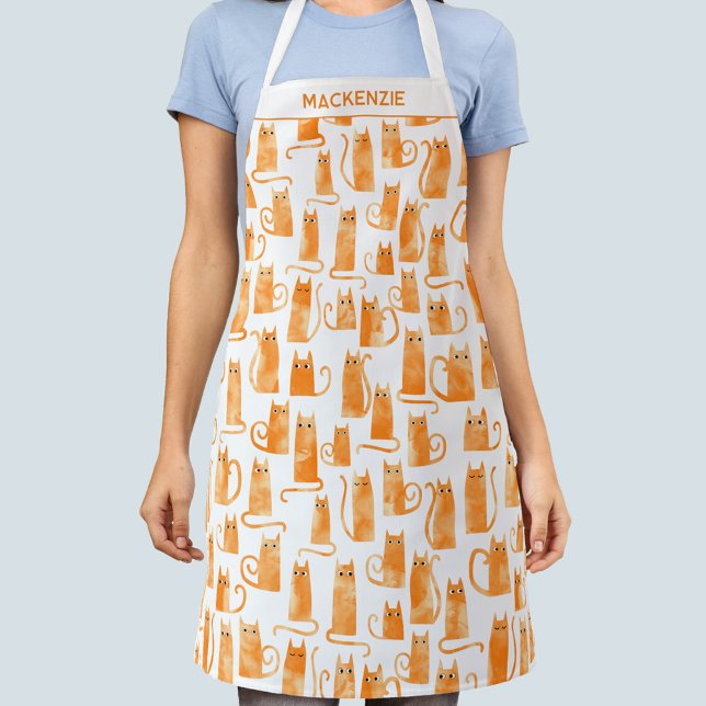 Orange Cat Personalised Apron (Creator Uploaded)