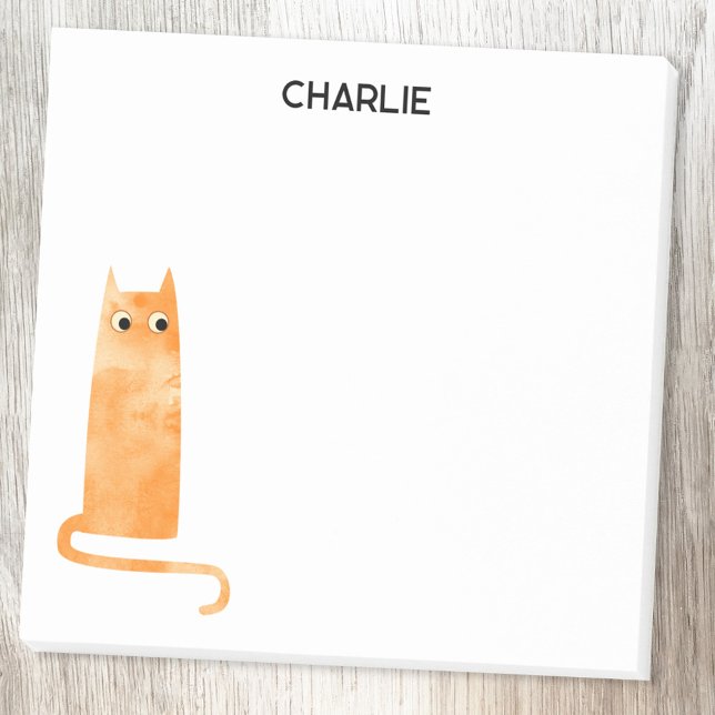 Orange Cat Personalised Post-it Notes (Orange Ginger Cat personalized custom name Post-it sticky notes)