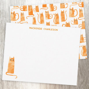 Orange Cat Personalised Stationery Card