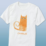 Orange Cat Personalised T-Shirt<br><div class="desc">Cute and mildly alarmed little watercolor orange ginger cat,  perfect for animal lovers. Original art by Nic Squirrell. Change the name or remove it if you prefer to customise.</div>