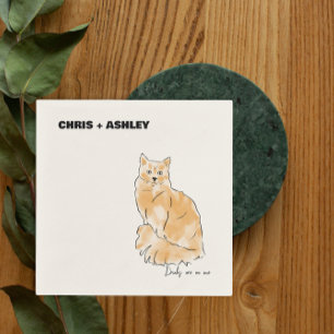 orange cat Pet kitten Cocktail Napkin for wedding