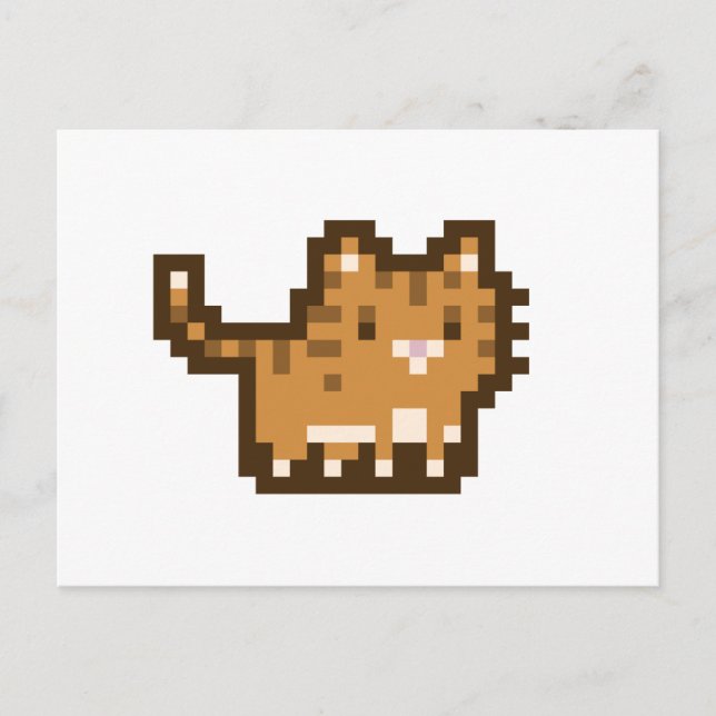 Orange Cat Pixel Art Postcard (Front)