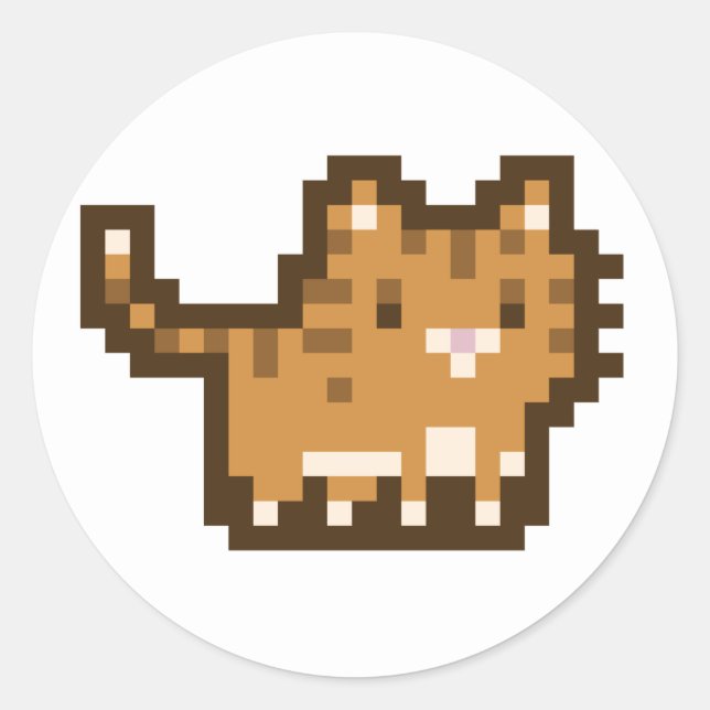 Orange Cat Pixel Art Sticker (Front)