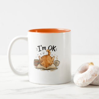 Orange Cat Reading Humour Orange Coffee Mug