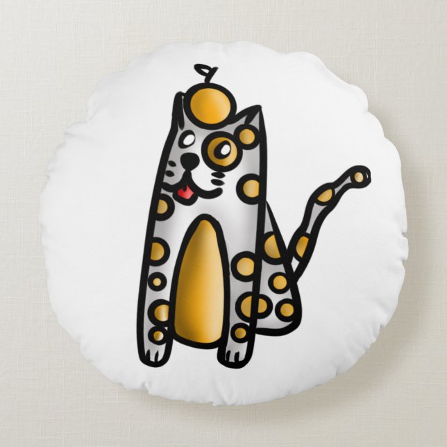 Orange Cat Round Cushion (Front)