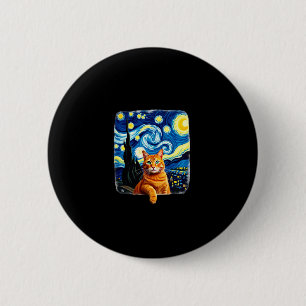 Orange Cat Selfie  Starry Night Cat Mom Cat Lovers 6 Cm Round Badge