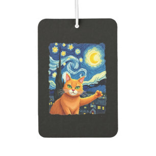 Orange Cat Selfie  Starry Night Cat Mom Cat Lovers Car Air Freshener
