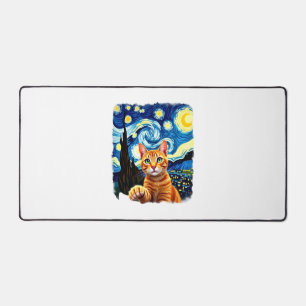 Orange Cat Selfie Starry Night Cat Mom Cat Lovers Desk Mat