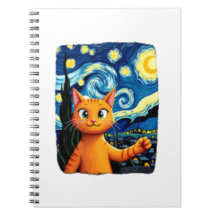 Orange Cat Selfie Starry Night Cat Mom Cat Lovers Notebook