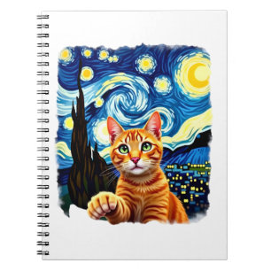 Orange Cat Selfie Starry Night Cat Mom Cat Lovers Notebook