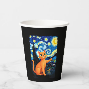 Orange Cat Selfie Starry Night Cat Mom Cat Lovers Paper Cups