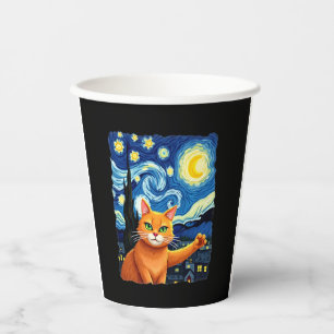 Orange Cat Selfie Starry Night Cat Mom Cat Lovers Paper Cups