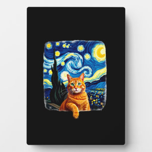 Orange Cat Selfie  Starry Night Cat Mom Cat Lovers Plaque