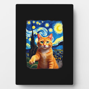 Orange Cat Selfie  Starry Night Cat Mom Cat Lovers Plaque