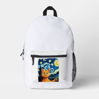 Orange Cat Selfie  Starry Night Cat Mum Cat Lovers Printed Backpack