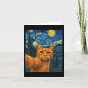 Orange Cat Selfie Van Goghs Starry Night Cat Mum C Card