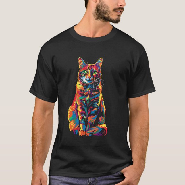 Orange Cat Tabby Cat Popart T-Shirt (Front)