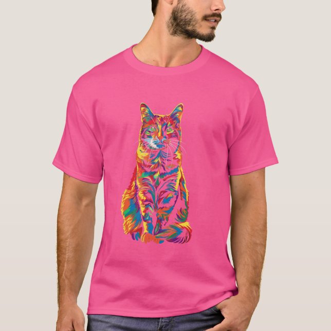 Orange Cat Tabby Cat Popart T-Shirt (Front)