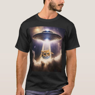Orange Cat UFO Space Alien  Cute Kitten Beam Up T-Shirt