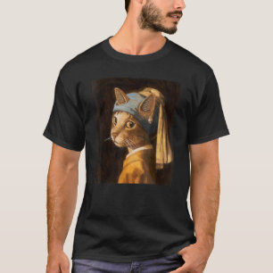Orange Cat With A Pearl Earring  Painting T-Shirt